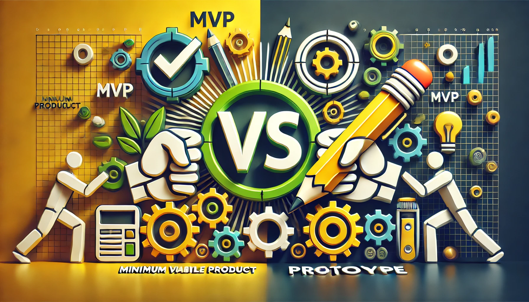 veranschaulichung von MVP vs. Prototyp